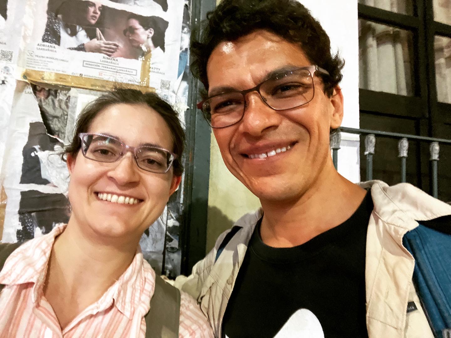 A selfie containing two people. On the left is me in a striped shirt. On the right is a taller man in glasses with a kahki shirt over a black t-shirt /images/2023/maco_federico.jpg