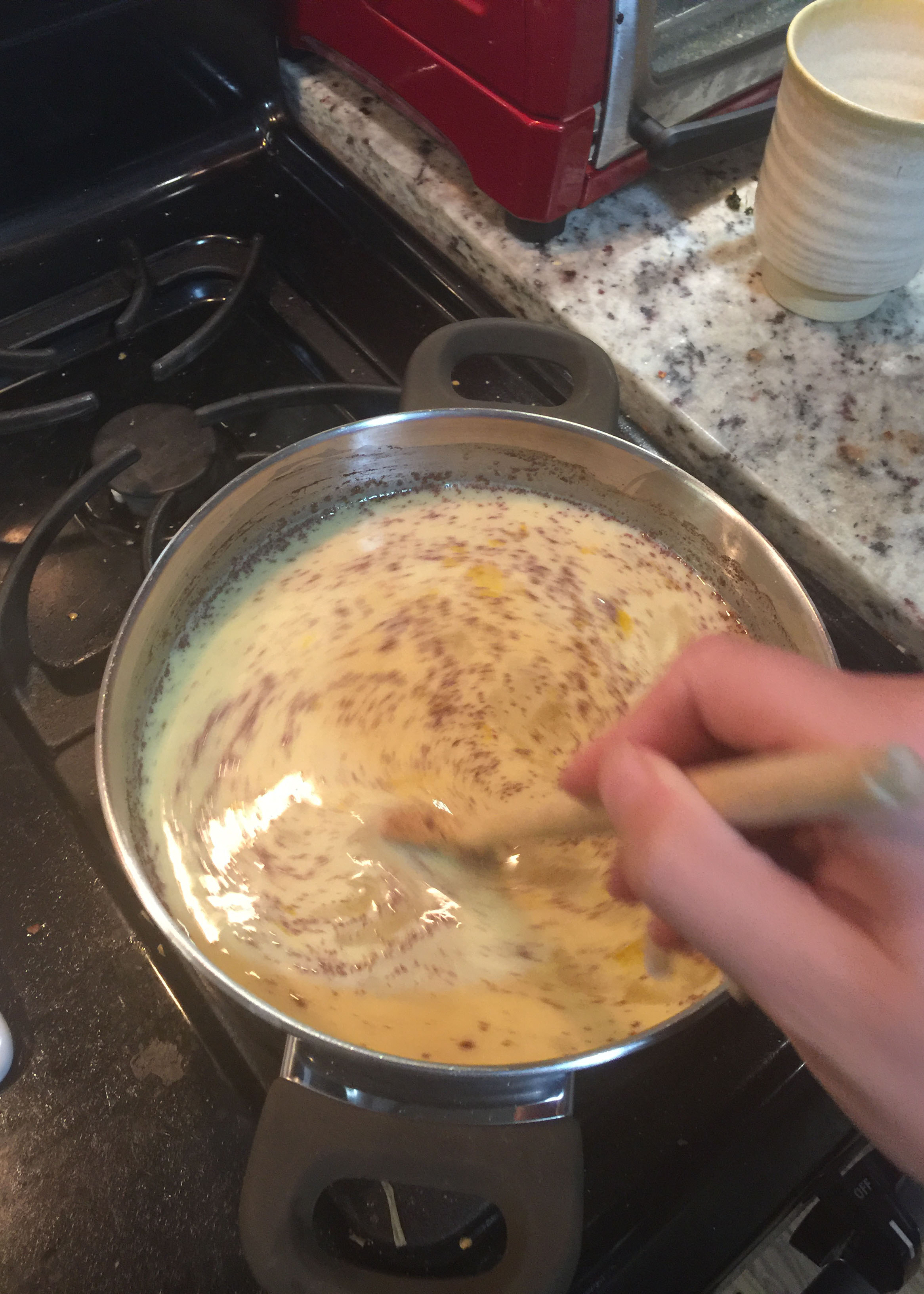 a pot of yellow liquid