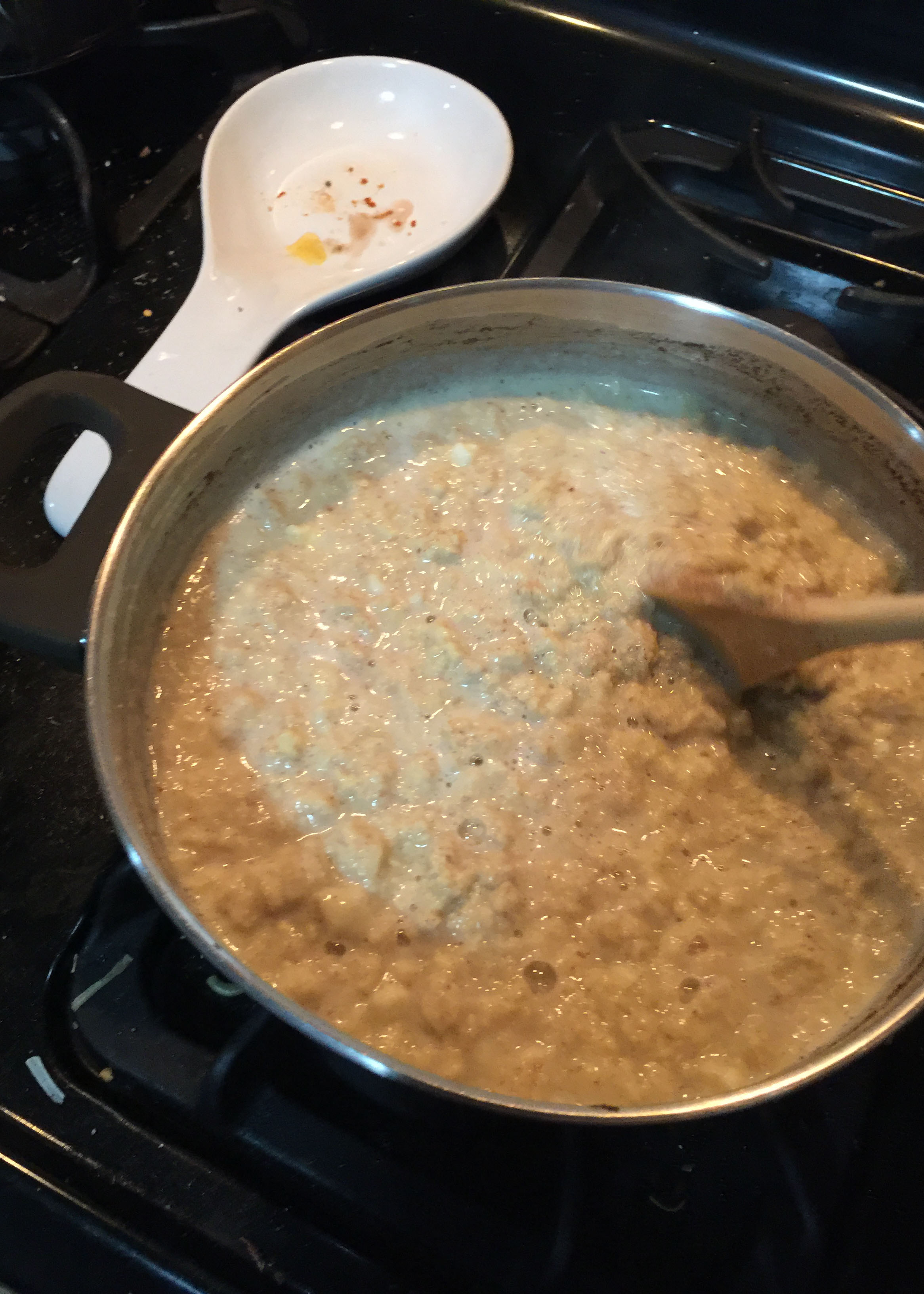 a pot of chunky yellow liquid